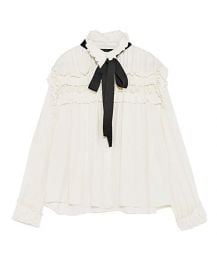 Ruffled blouse with contrasting bow at Zara