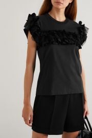 Ruffled cotton-jersey T-shirt at Net a Porter