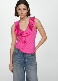 Ruffled cotton top - Women MANGO OUTLET USA at Mango Outlet