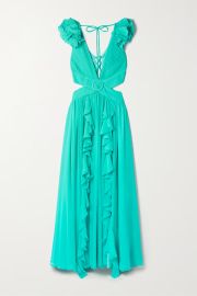 Ruffled cutout chiffon dress at Net a Porter