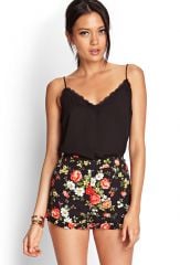 Ruffled floral shorts at Forever 21