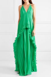 Ruffled plissé-chiffon maxi dress at Net A Porter