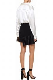 Ruffled satin-paneled crepe mini skirt by Cinq a Sept at The Outnet