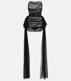 Ruffled sheer mesh minidress at Mytheresa