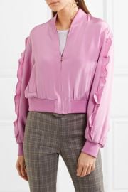 Ruffled silk crepe de chine bomber jacket at Net A Porter