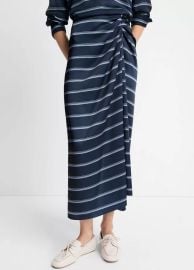 Rugby Stripe Satin Gathered Skirt in Dresses amp Skirts at Vince