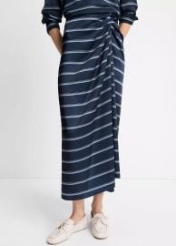 Rugby Stripe Satin Gathered Skirt in Skirts at Vince