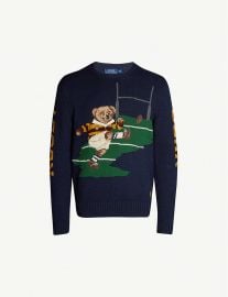 Rugby bear cotton and linen-blend knit jumper at Selfridges