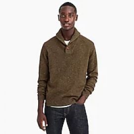 Rugged Merino Wool Blend Shawl Collar Pullover Sweater at J. Crew