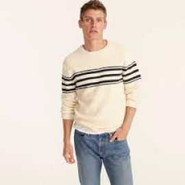 Rugged cotton waffle sweater in stripe at J. Crew