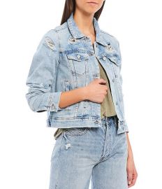 Rumors Long Sleeve Distressed Denim Jacket at Dillards