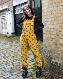 Run and Fly Gold Corduroy Bee Print Dungarees Overalls Unisex Alt Minimum Mouse at Minimum Mouse