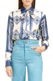 Runway Marc Jacobs Geometric Print Tie Neck Silk Blouse   Nordstrom at Nordstrom