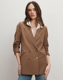 Rupert Dickey Jacket in Brown Pinstripe Malt Multi at Veronica Beard