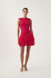 Rushes Raffia Knit Mini Dress Deep Fuschia Aje Aje ROW at Aje