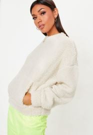 Rust Teddy High Neck Cropped Sweatshirt by Missguided at Missguided