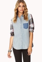 Rustic Chambray Shirt  LOVE21 - 2059043528 at Forever 21