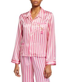 Ruthie Striped Silk Pajama Top by Morgan Lane at Neiman Marcus