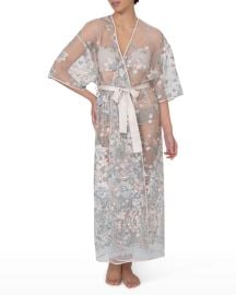 Rya Collection Iris Sheer Floral Embroidered Robe at Neiman Marcus