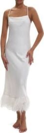 Rya Collection Swan Ostrich Feather Trim Charmeuse Nightgown at Nordstrom