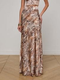Ryker Silk Maxi Skirt in Tan Multi Western Snake L39AGENCE at L'Agence