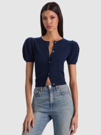 SABINE PUFF SLEEVE CARDI - MIDNIGHT BLUE at Alice + Olivia