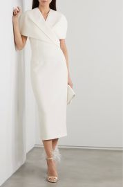 SAFIYAA Flora cape-effect crepe midi dress NET-A-PORTER at Net a Porter