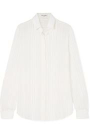 SAINT LAURENT - Metallic striped silk-blend georgette shirt at Net A Porter