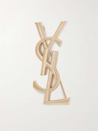 SAINT LAURENT Cassandre gold-tone brooch at Net a Porter