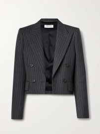 SAINT LAURENT Cropped pinstriped wool blazer NET-A-PORTER at Net a Porter