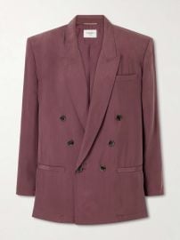 SAINT LAURENT Double-breasted silk-habotai blazer at Net a Porter