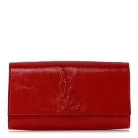 SAINT LAURENT Textured Patent Monogram Large Belle De Jour Clutch Red 1211850 FASHIONPHILE at Fashionphile