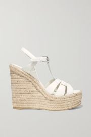 SAINT LAURENT Tribute woven leather espadrille wedge sandals NET-A-PORTER at Net a Porter