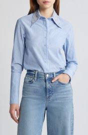 SAINT SINTRA Swarvoski® Crystal Embellished Crop Button-Up Shirt at Nordstrom