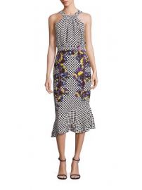 SALONI - Ruby Silk Blouson Midi Dress at Saks Fifth Avenue