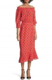 SALONI Grace Print Silk Off the Shoulder Dress at Nordstrom