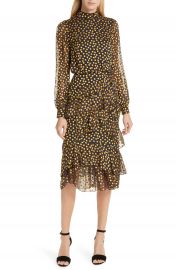 SALONI Isa Polka Dot Devor   Satin Dress at Nordstrom