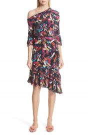 SALONI Lexie Floral Print Silk Off the Shoulder Dress at Nordstrom