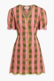 SALONI Marlee checked linen mini dress at The Outnet