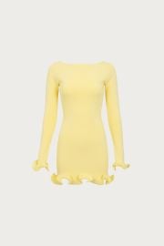 SAME Ruffle Hem Mini Dress Butter Yellow Women39s Knit Dress at SAME