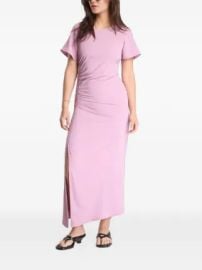 SAMSOE SAMSOE Saalbero Ruched side-slit Maxi Dress Purple at Farfetch