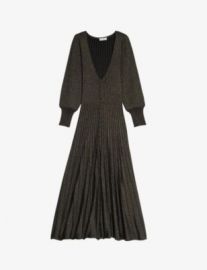 SANDRO Aure bell-sleeve knitted lurex dress at Selfridges