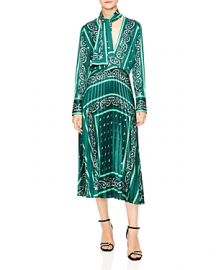 SANDRO CACTUS BANDANA PRINT PLEATED MIDI DRESs at Bloomingdales