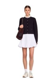 SANDRO Cardigan with detachable ruffle collar at Nordstrom