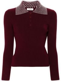 SANDRO Embellished Knitted Top Red at Farfetch