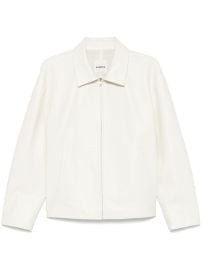 SANDRO Leather Jacket White at Farfetch