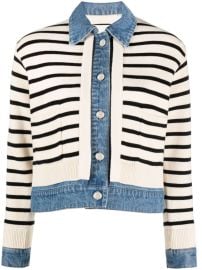 SANDRO Striped denim-trim Jacket - at Farfetch