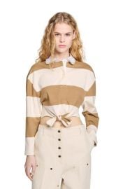 SANDRO Striped polo-neck T-shirt at Nordstrom