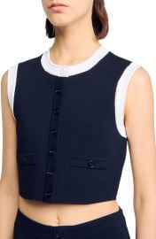 SANDRO Two-tone cropped cardigan at Nordstrom