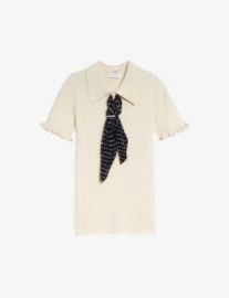 SANDRO Tym contrast neck-tie wool-blend jumper at Selfridges